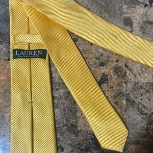 Lauren Ralph Lauren Bright Yellow Diagonal Rib Silk Tie